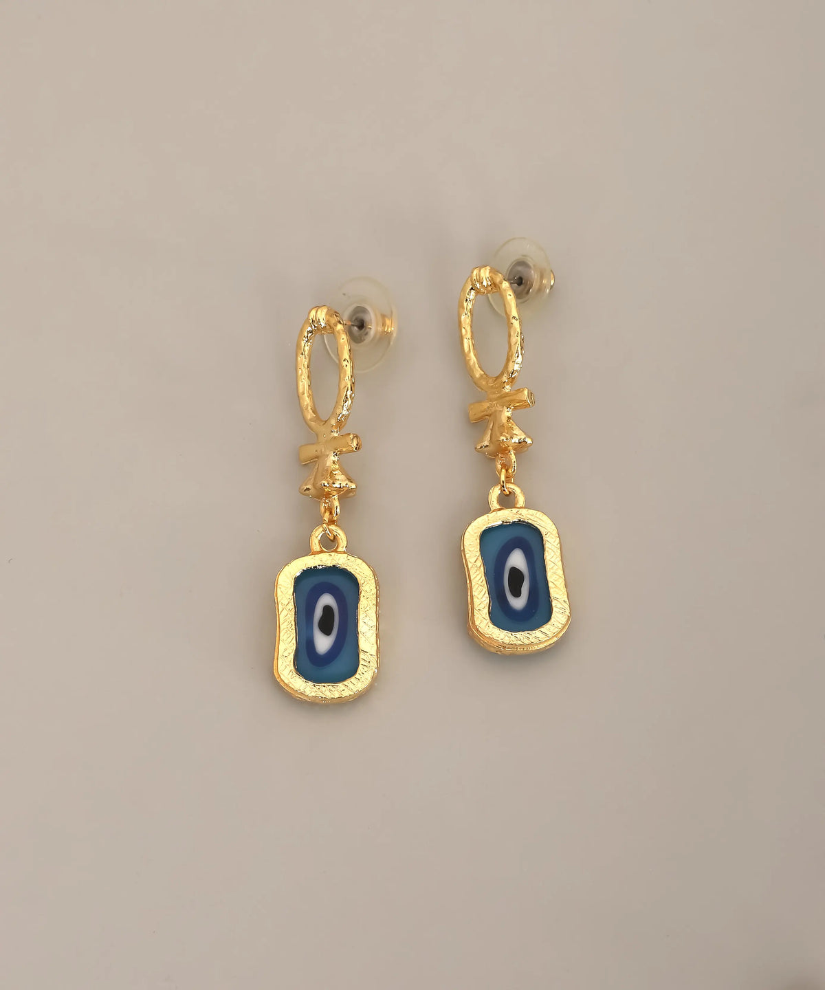 Mini Evil Eye Charm Hoop Earrings