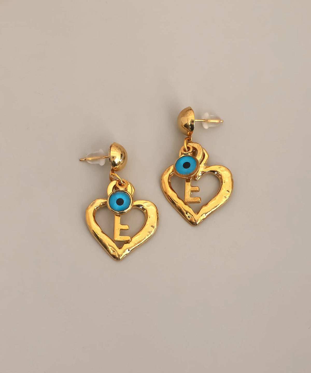 Evil Eye Heart Initial Earrings