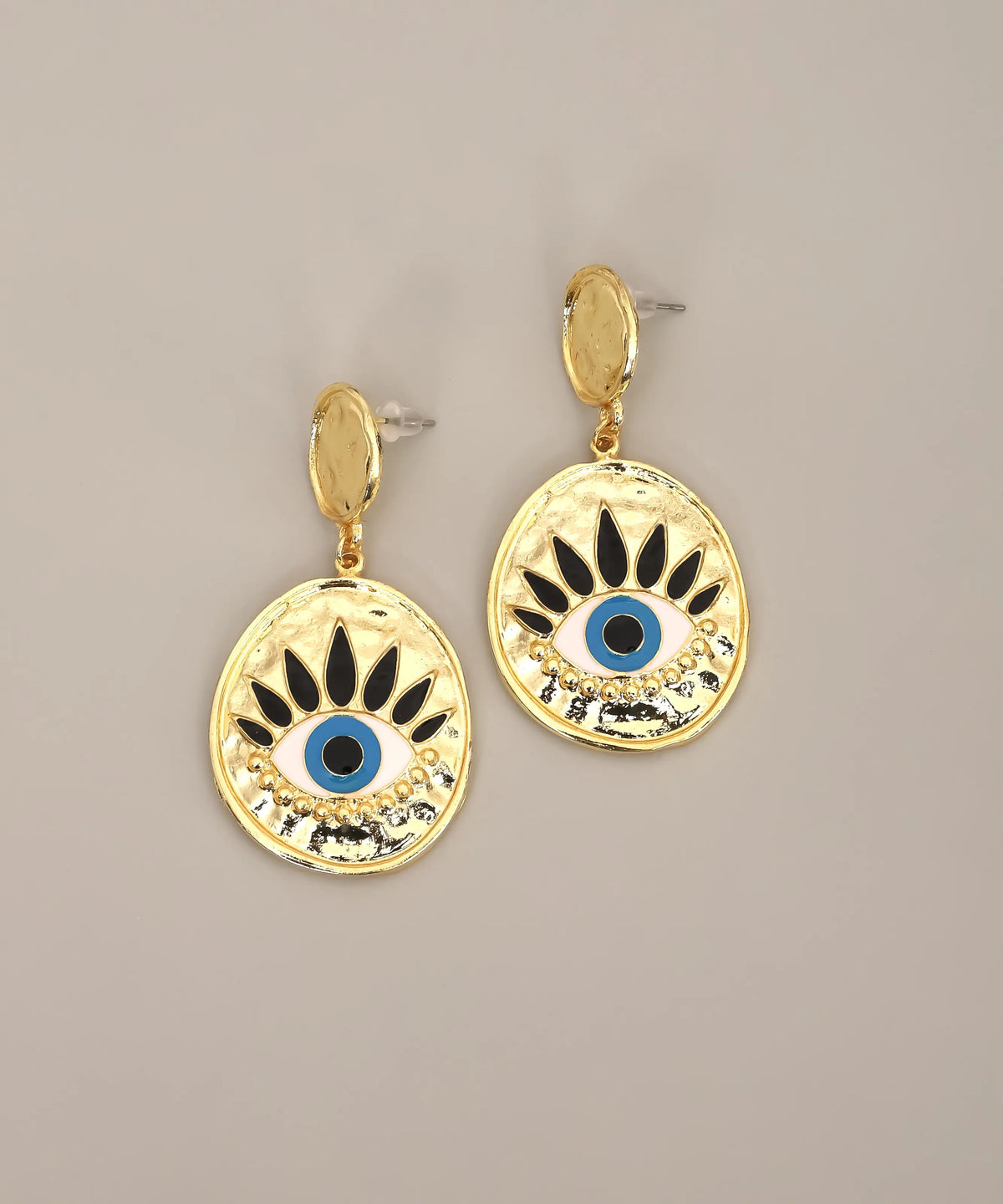 Sunburst Evil Eye Disc Earrings