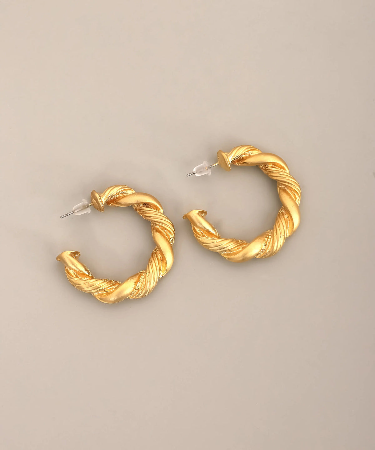 Gold Twisted Rope Open Hoop Earrings