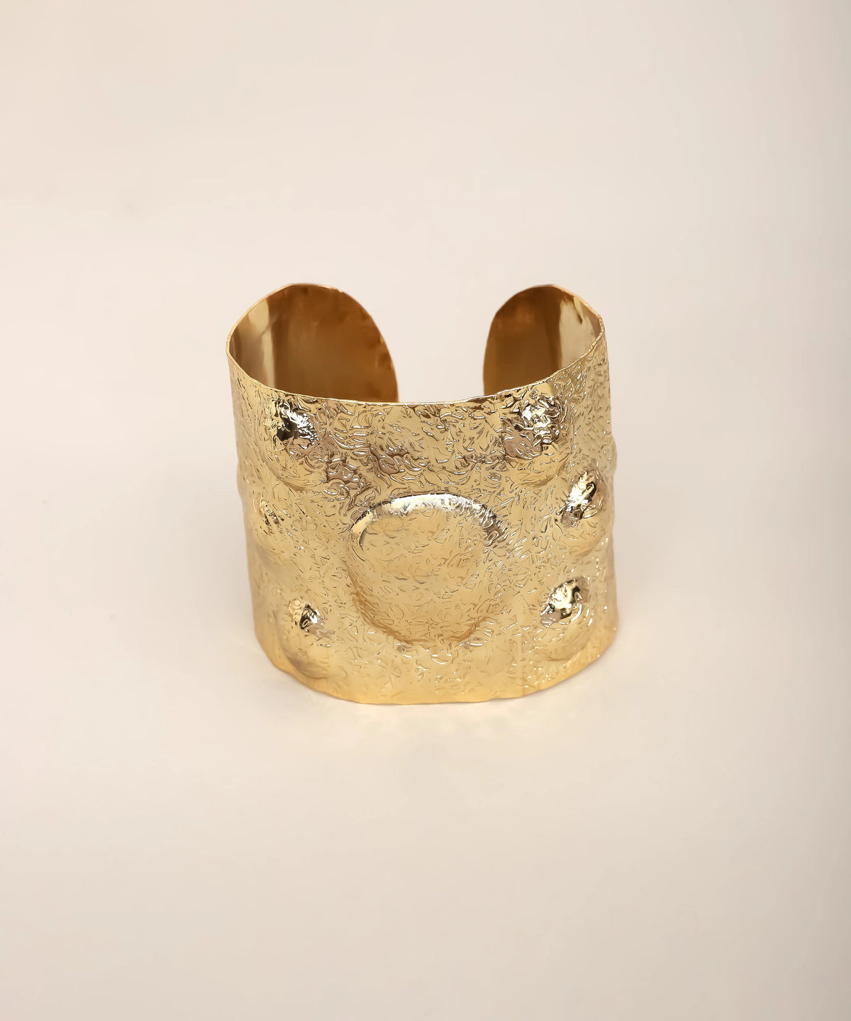 Gold Hammered Wide Cuff Bracelet