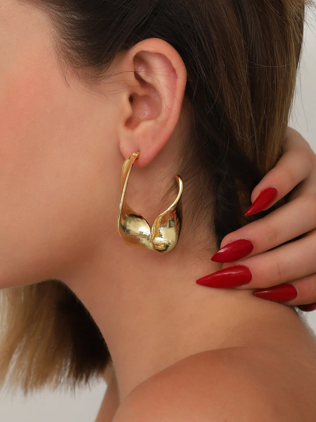 Liquid Gold Sculptural Hoop Earrings – Bold Molten Statement