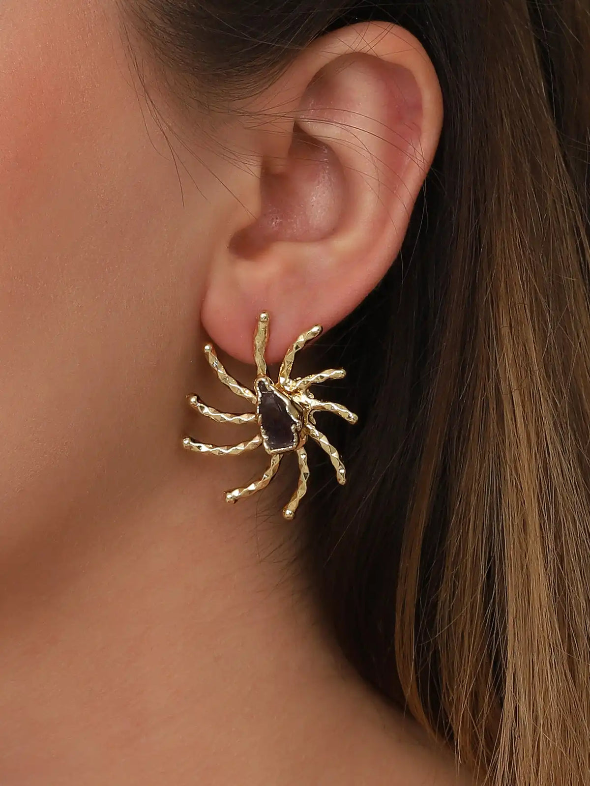 Gold Spider Statement Earrings – Bold Edgy Luxe