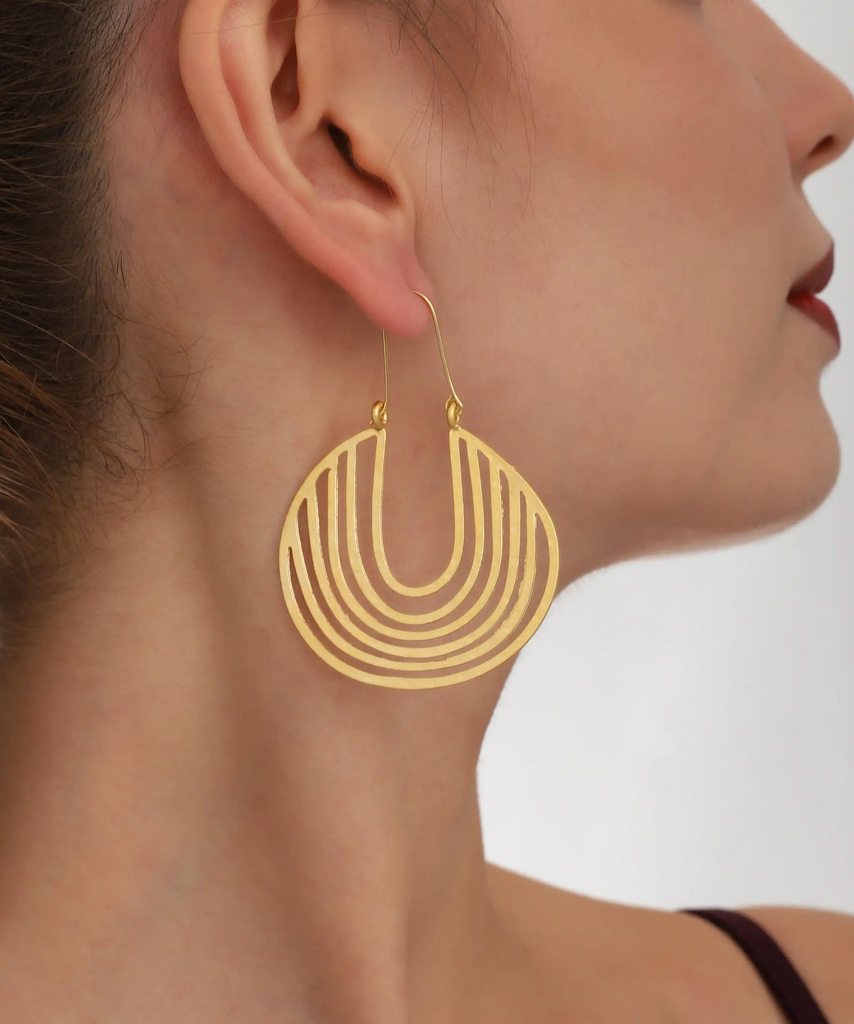 Gold Layered Arch Cutout Hoop Earrings