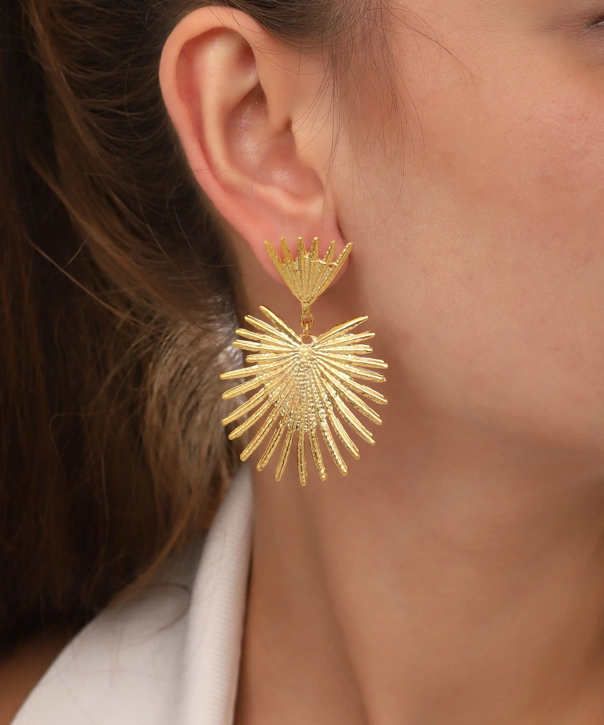 Gold Sunburst Statement Earrings