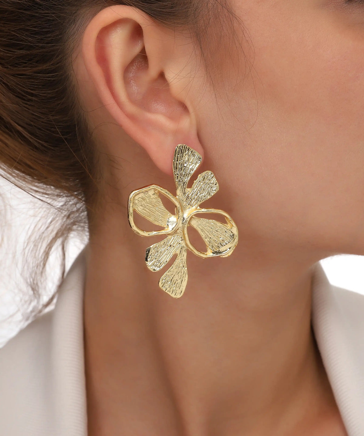 Gold Abstract Petal Statement Earrings