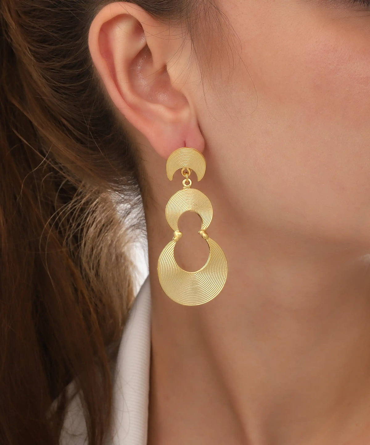 Layered Gold Disc Statement Earrings