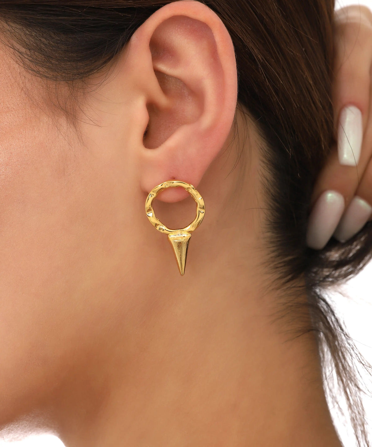 Gold Spike Circle Statement Earrings
