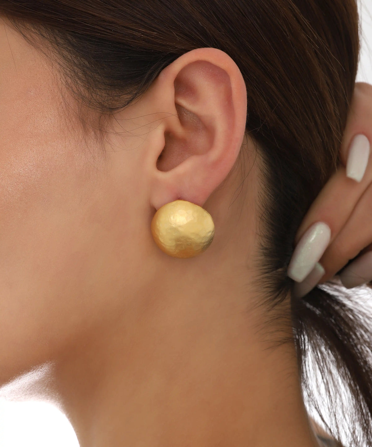 Matte Gold Domed Stud Earrings
