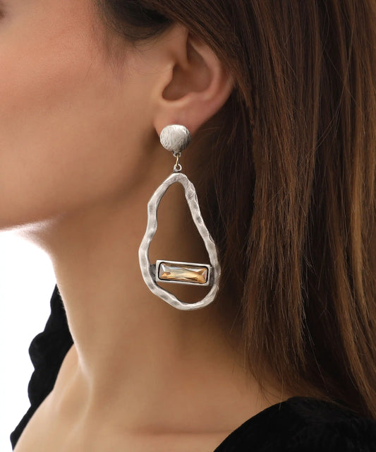Champagne Crystal Abstract Drop Earrings