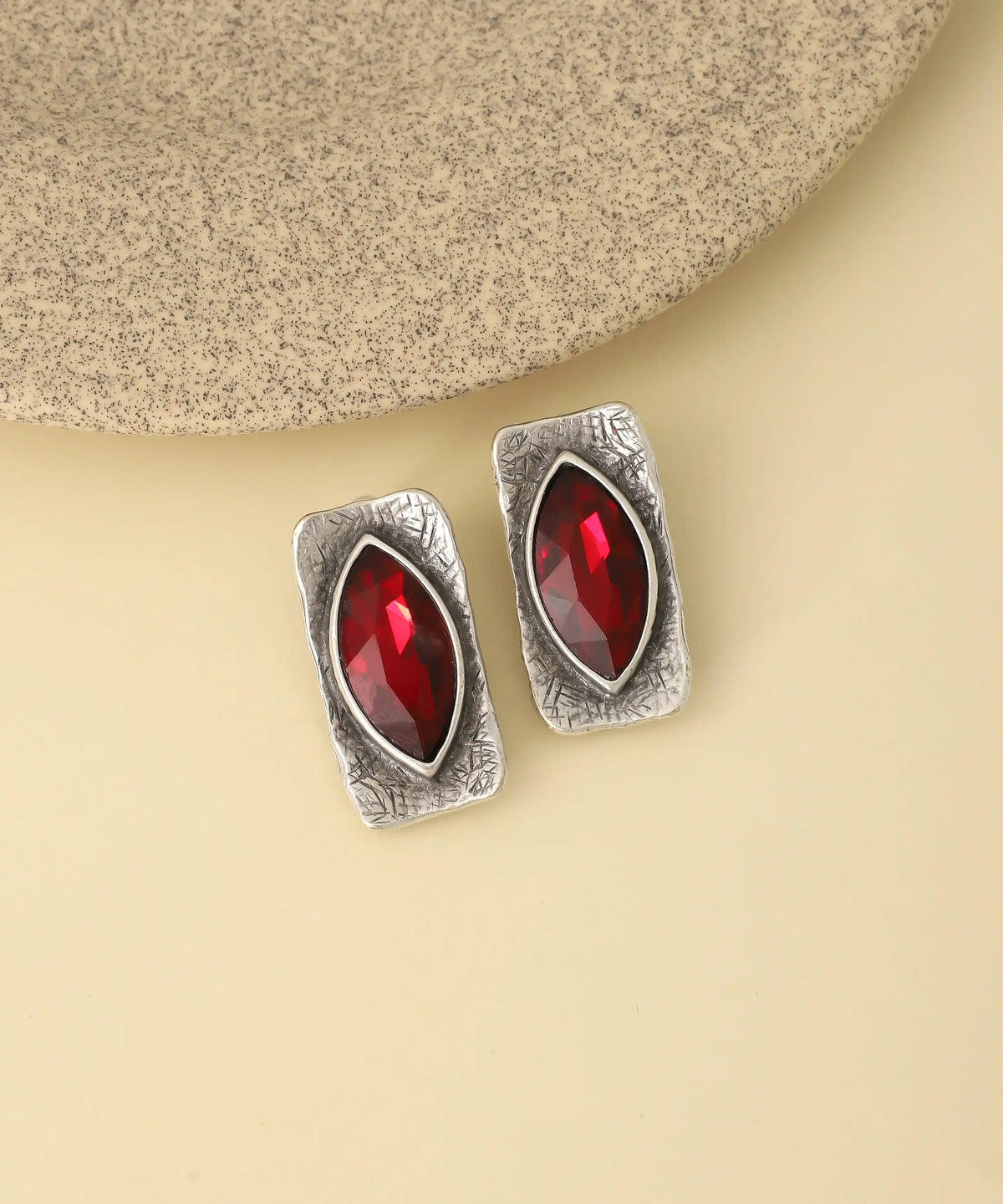 Vintage Ruby Marquise Stud Earrings