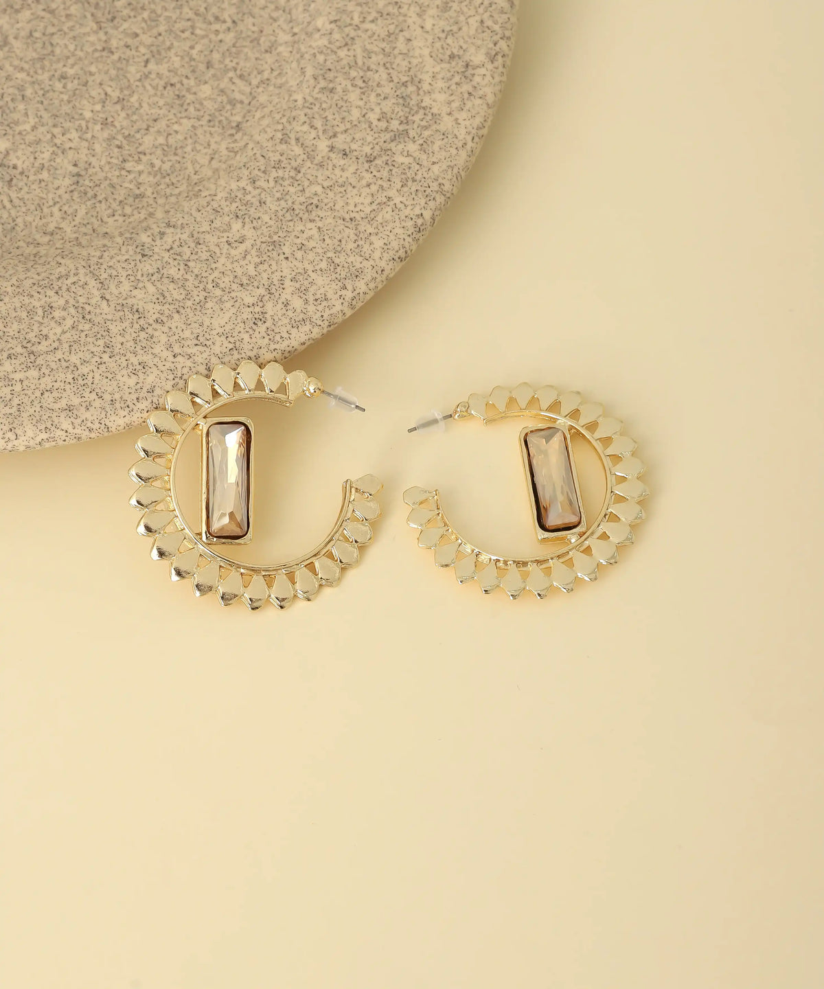 Gold Radiant Crystal Spiral Hoop Earrings