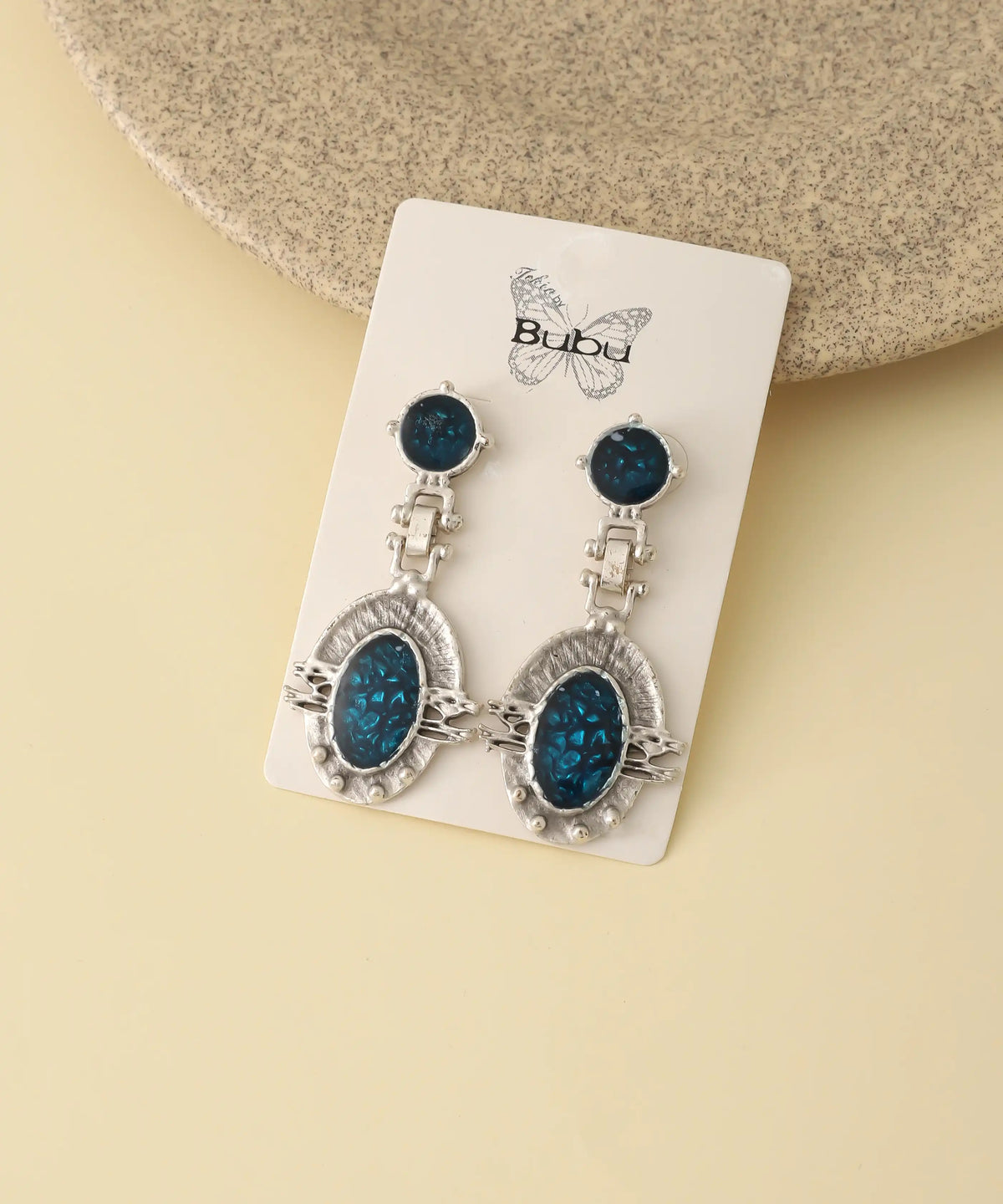Silver Blue Vintage Artisan Earrings