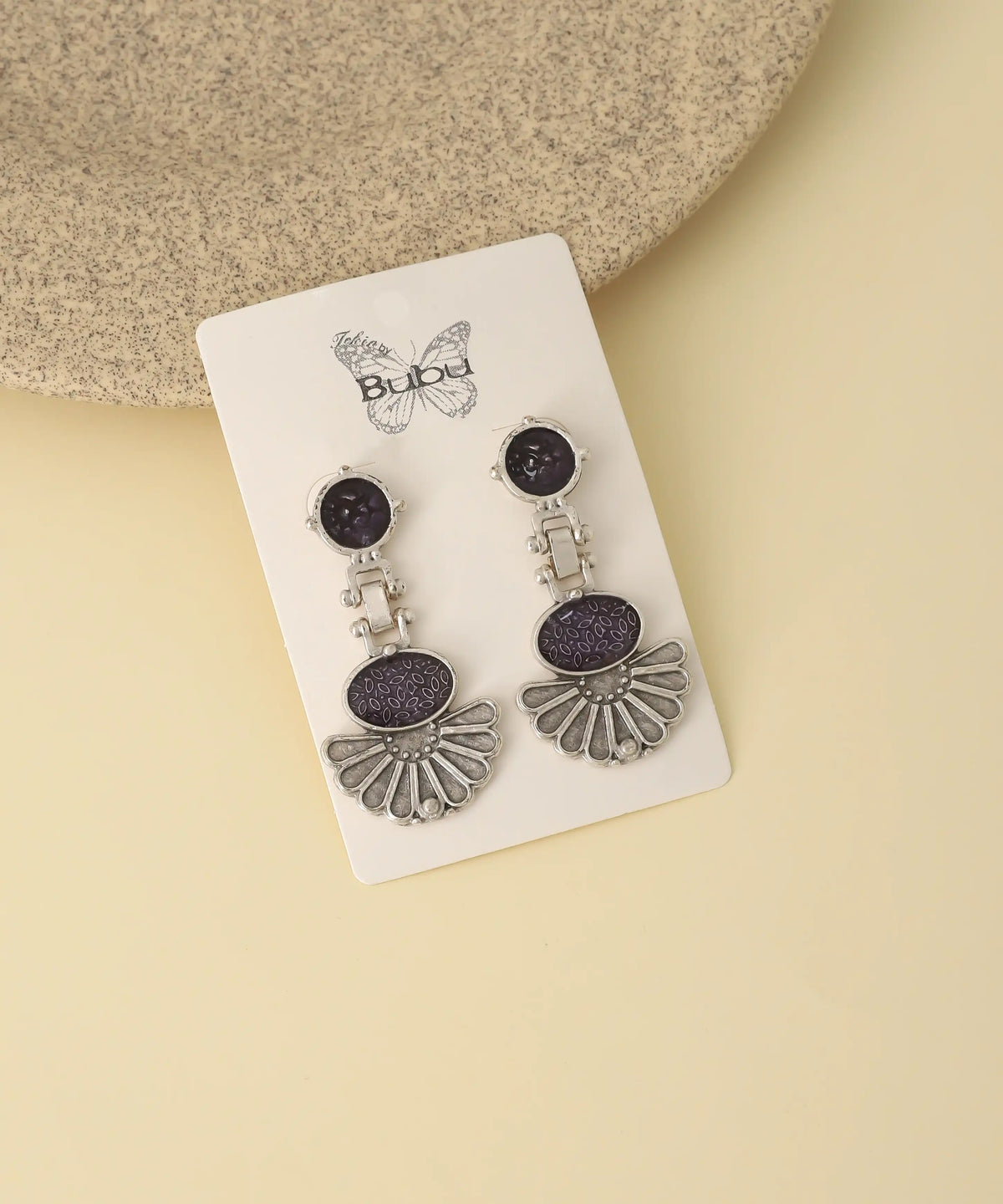 Silver Purple Bohemian Artisan Earrings