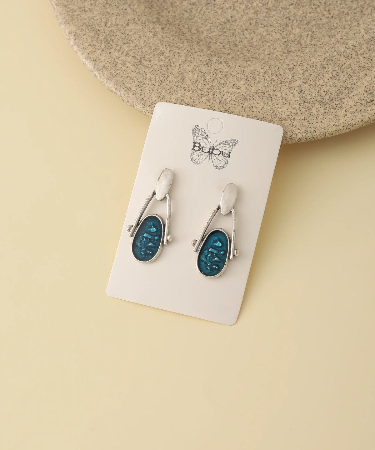 Silver Blue Minimalist Drop Earrings