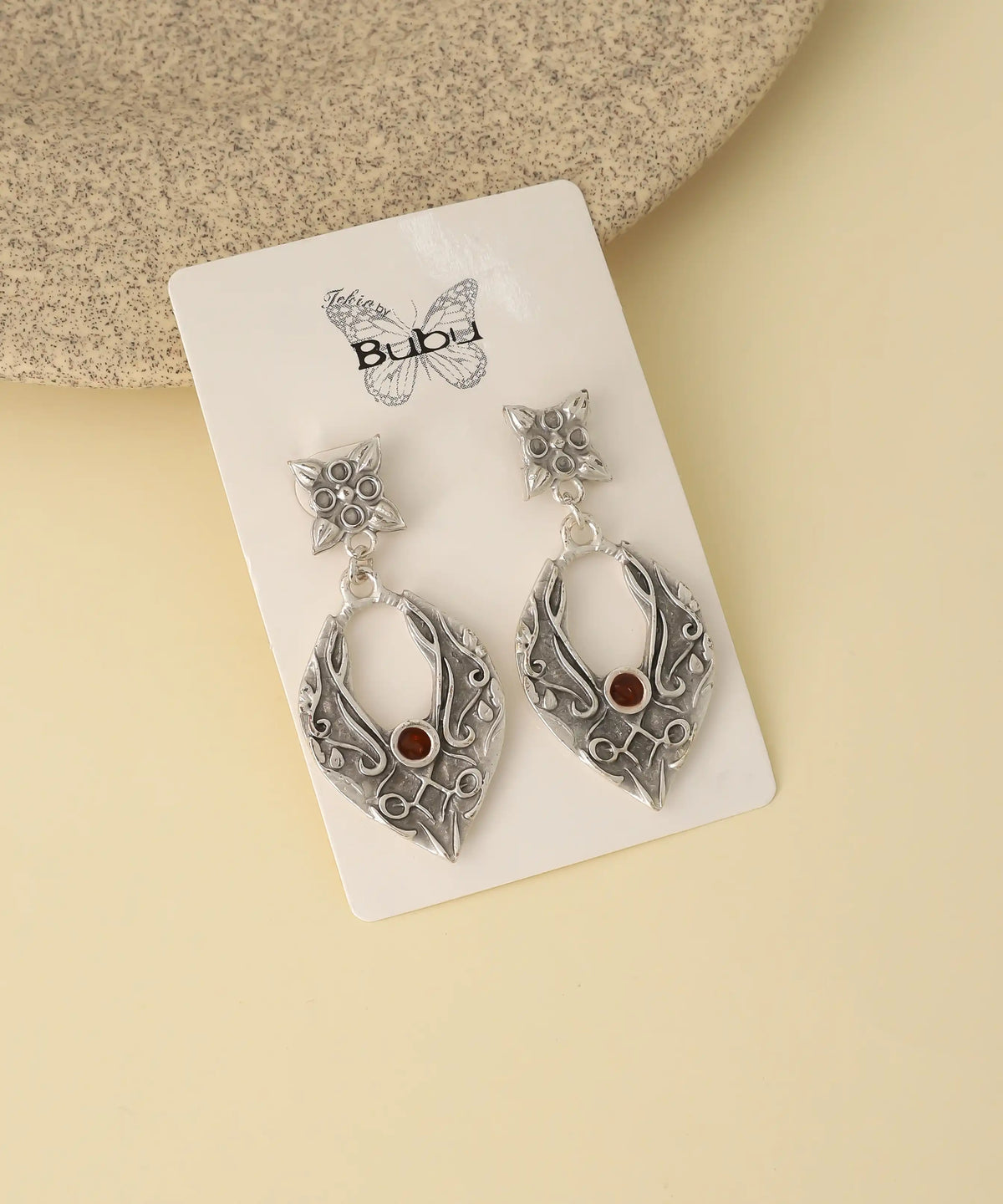 Vintage Silver Ornament Dangle Earrings