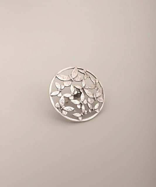 Vintage Silver Butterfly Cluster Statement Ring Adjustable