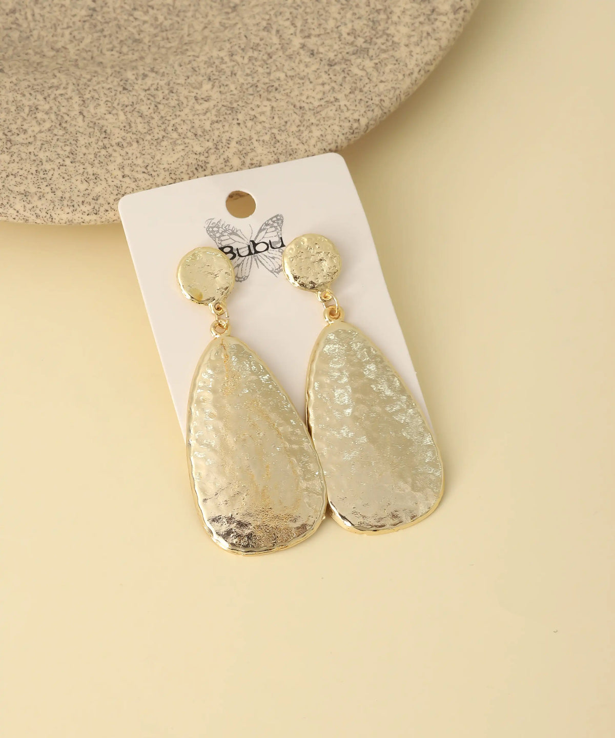 Hammered Gold Organic Drop Earrings