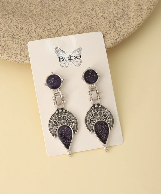 Vintage Purple Boho Drop Earrings
