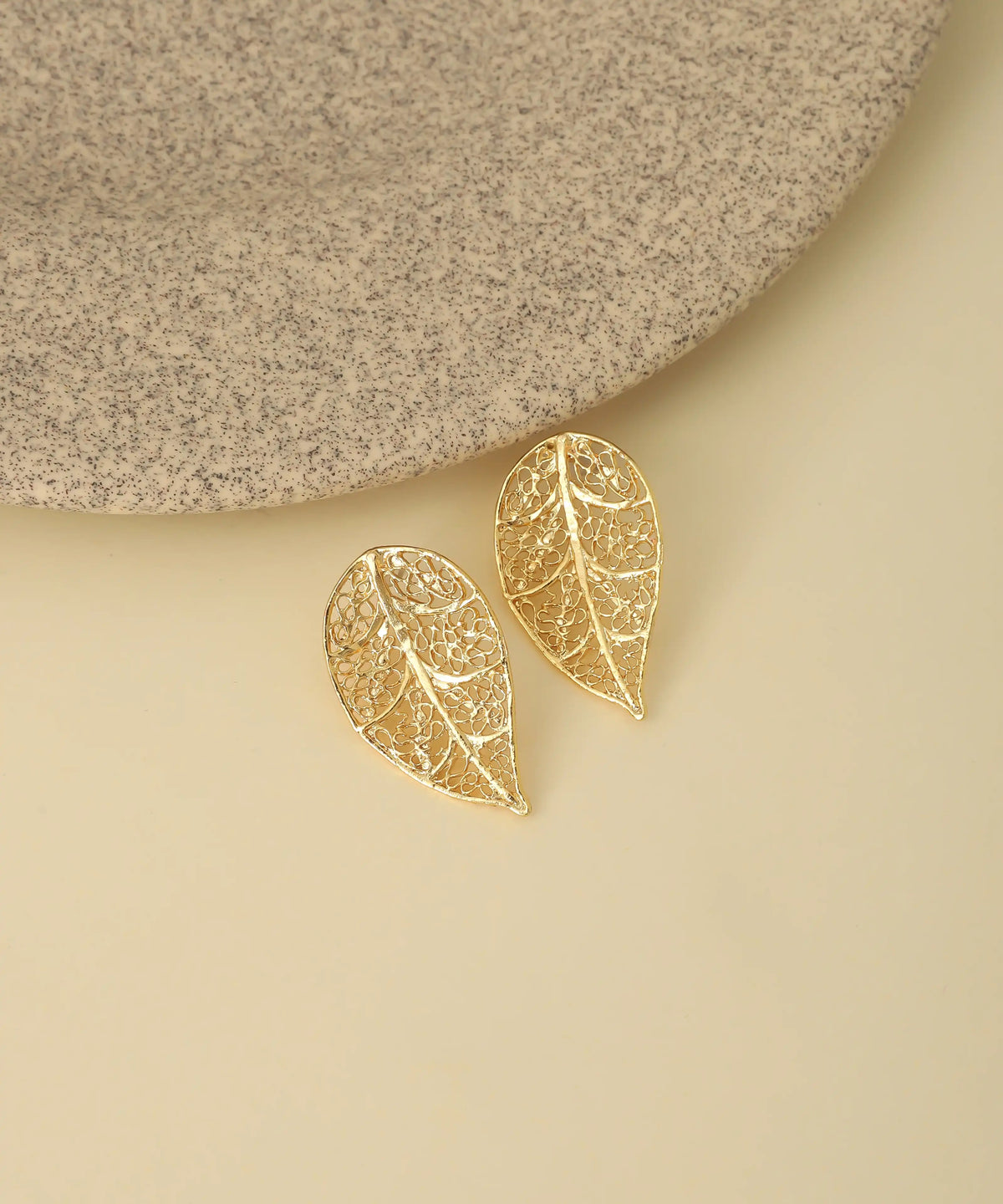 Gold Filigree Leaf Earrings