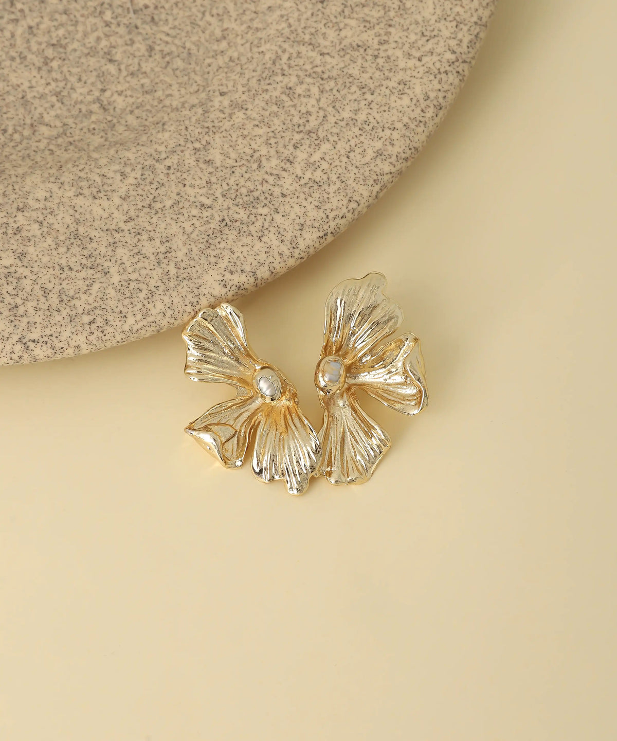 Gold Sculptural Flower Earrings