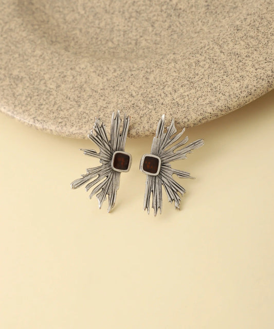Vintage Silver Starburst Statement Earrings