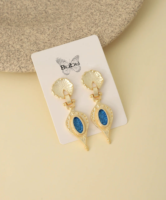 Vintage Sky Blue Gold Drop Earrings