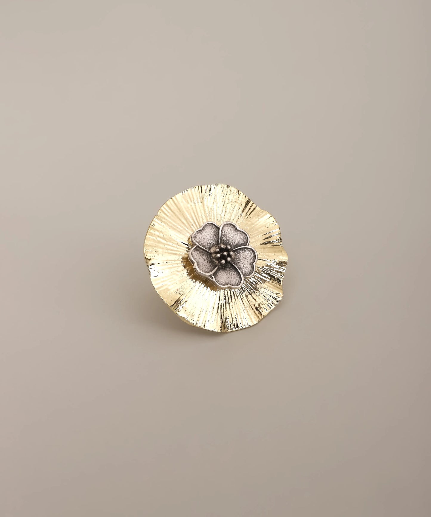 Textured Gold Flower Statement Ring