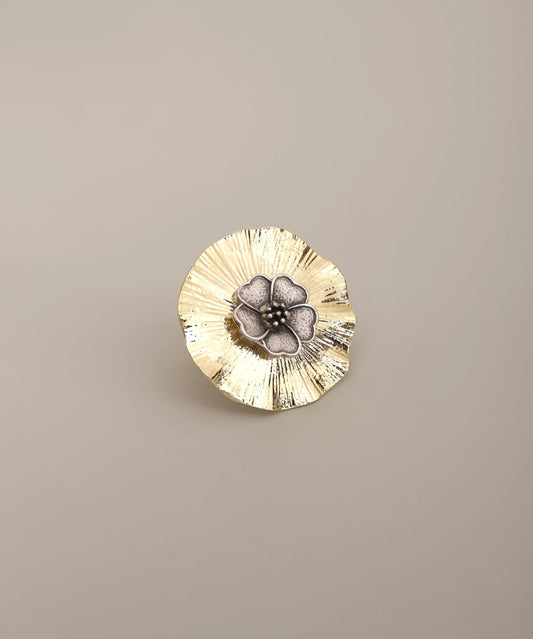Textured Gold Flower Statement Ring