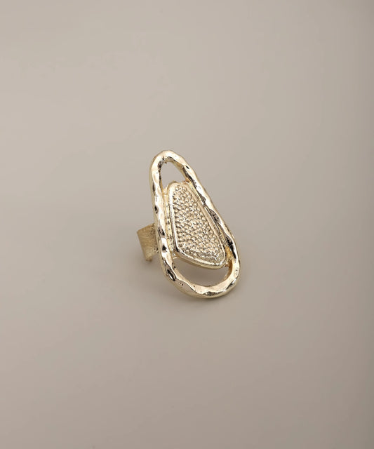 Abstract Gold Open Frame Textured Ring