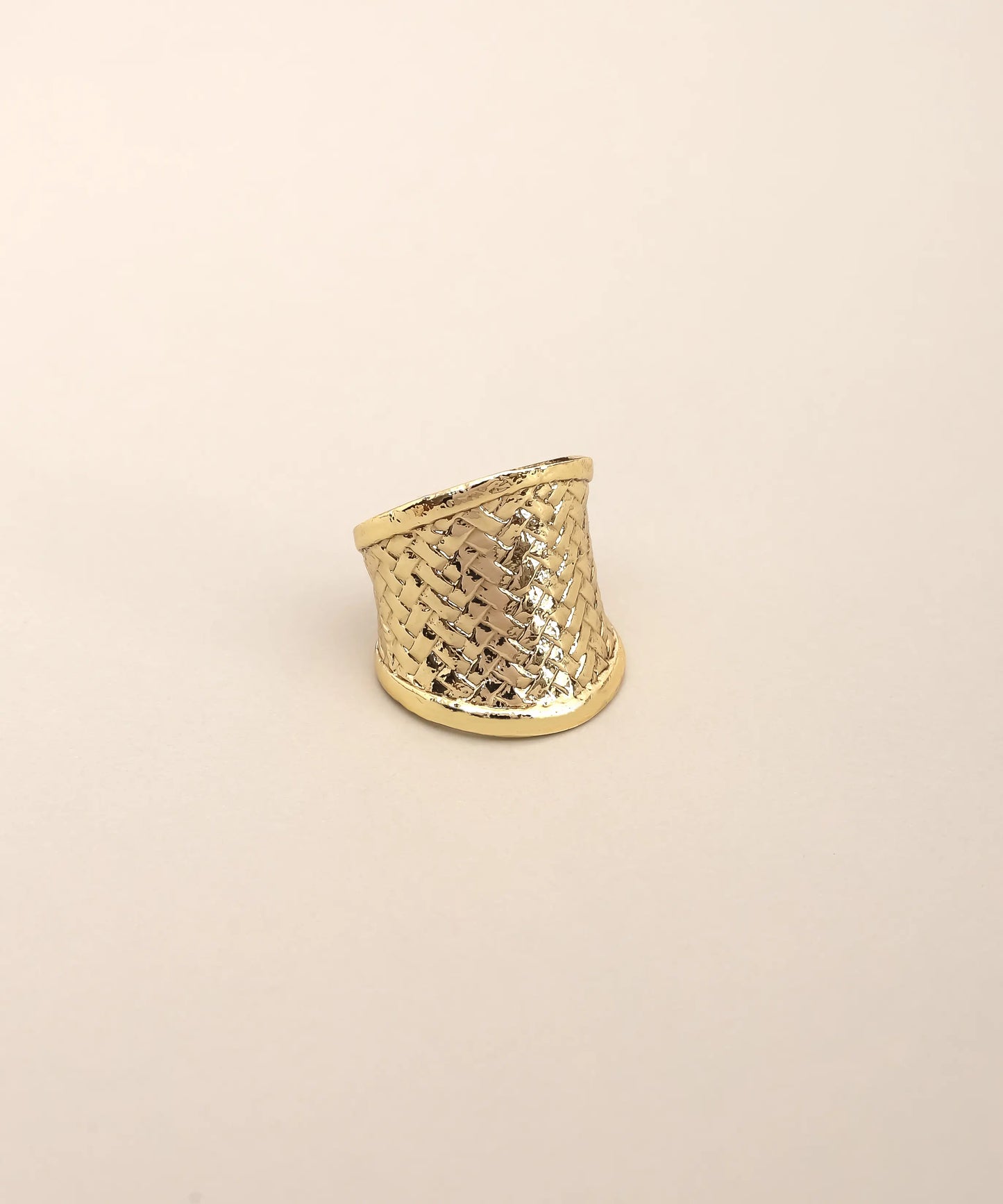 Wide Textured Gold Cuff Ring