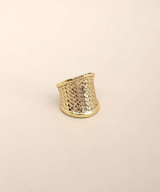 Wide Textured Gold Cuff Ring