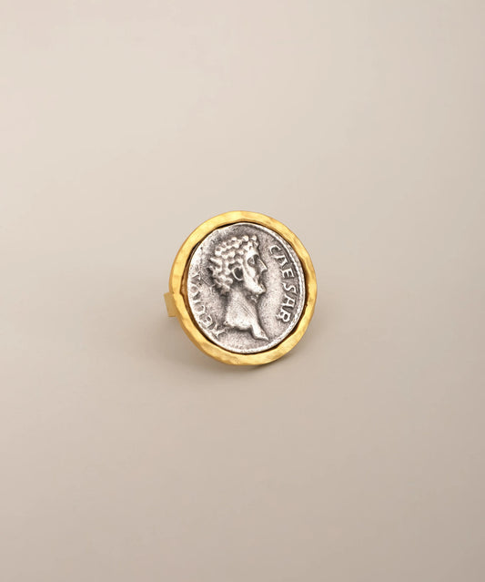 Coin Head Medallion Statement Ring