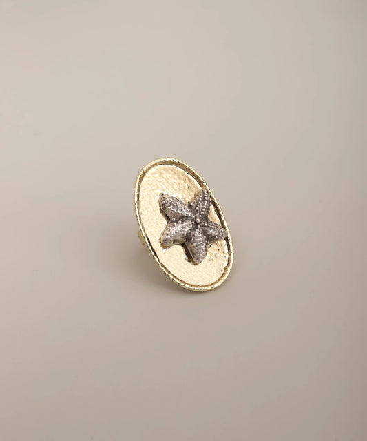Starfish Textured Oval Statement Ring