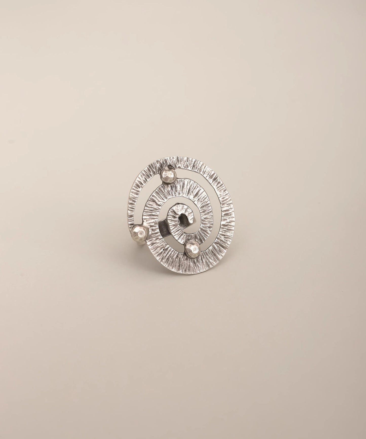 Spiral Orbit Textured Statement Ring