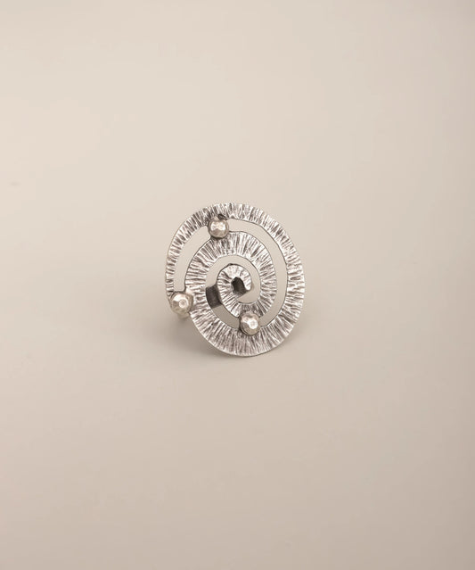 Spiral Orbit Textured Statement Ring