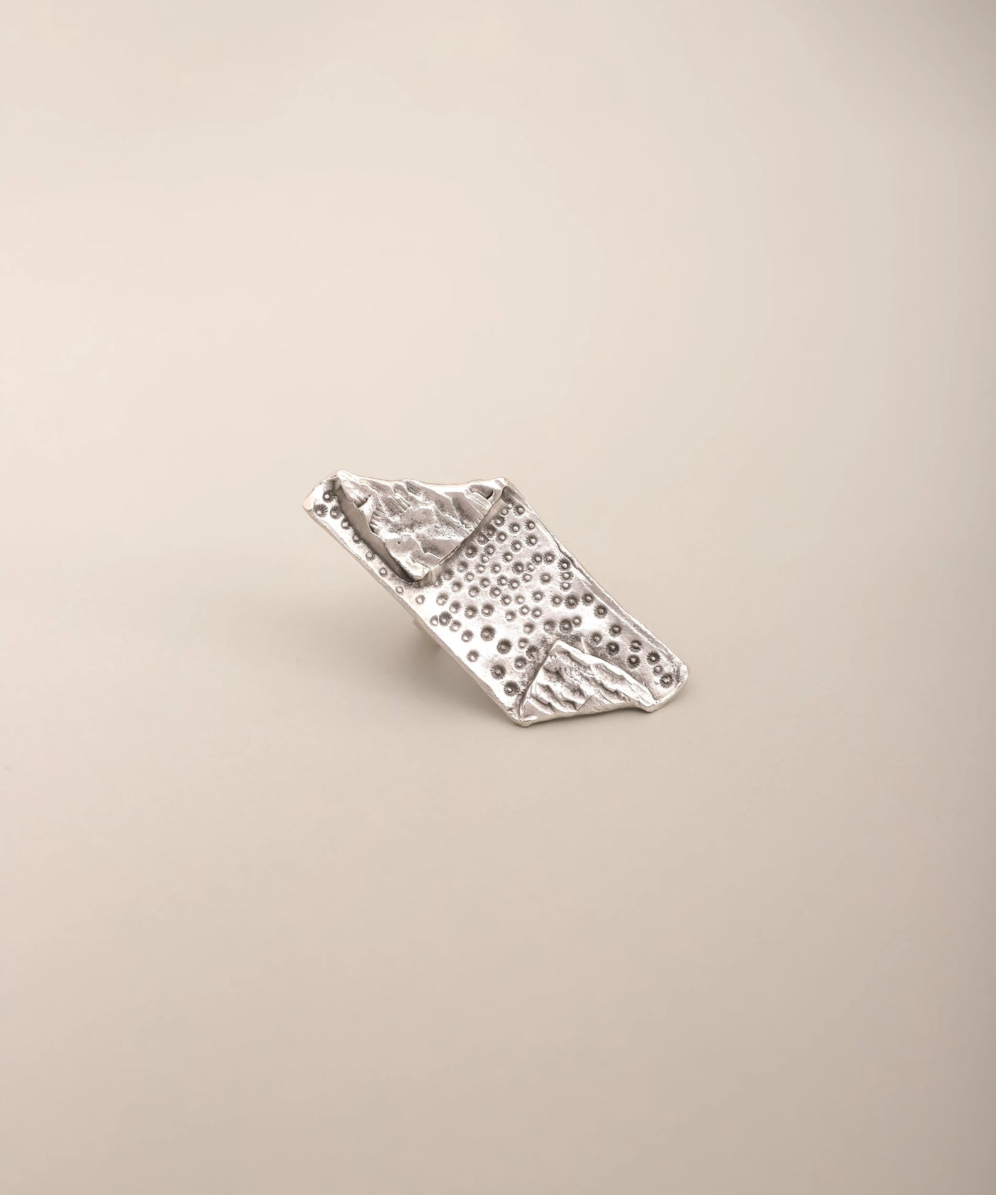 Geometric Textured Silver Statement Ring