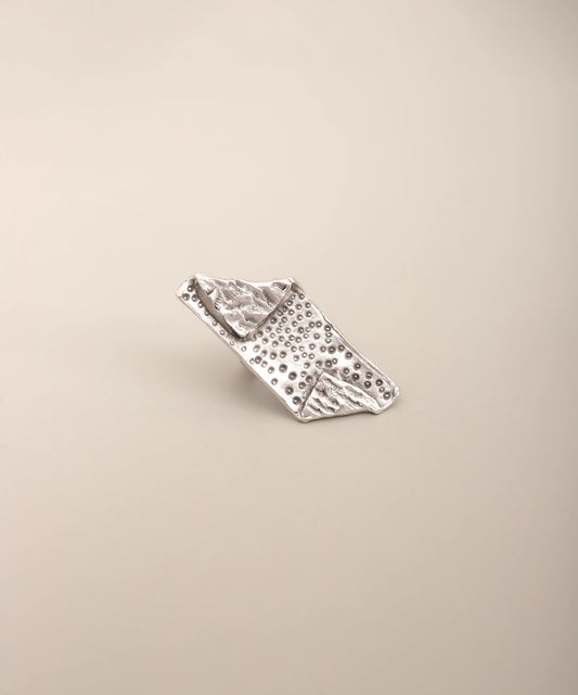 Geometric Textured Silver Statement Ring