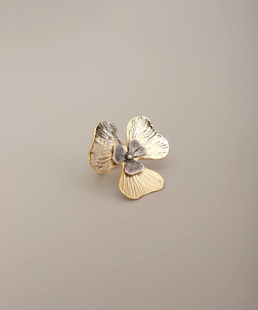 Gold Flower Dual Tone Ring