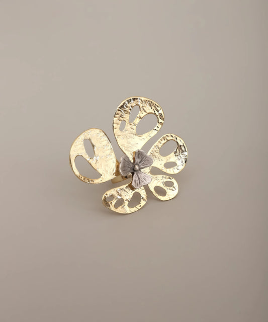 Gold Abstract Floral Cutout Ring