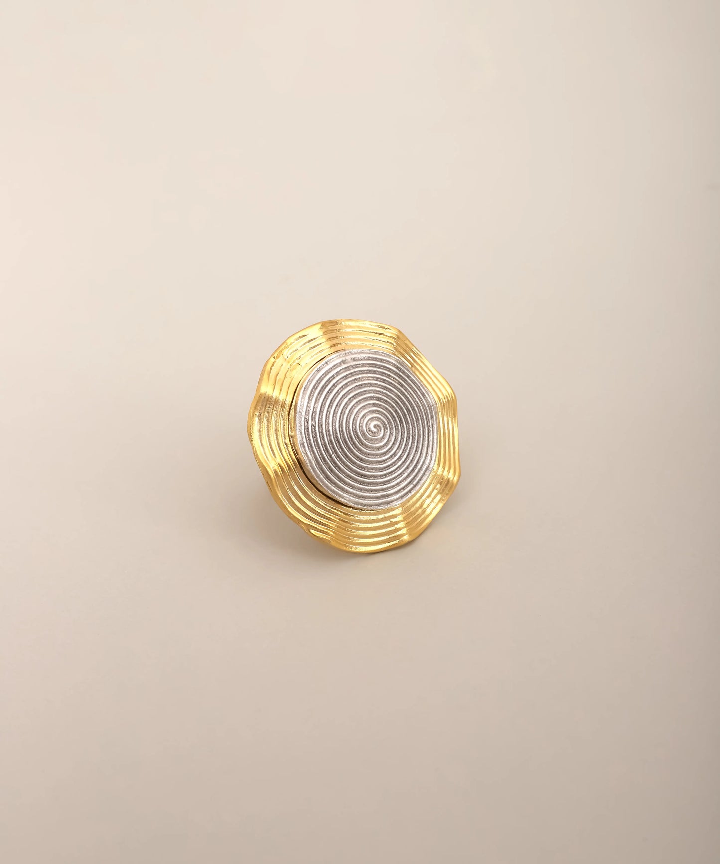 Gold & Silver Spiral Disc Ring