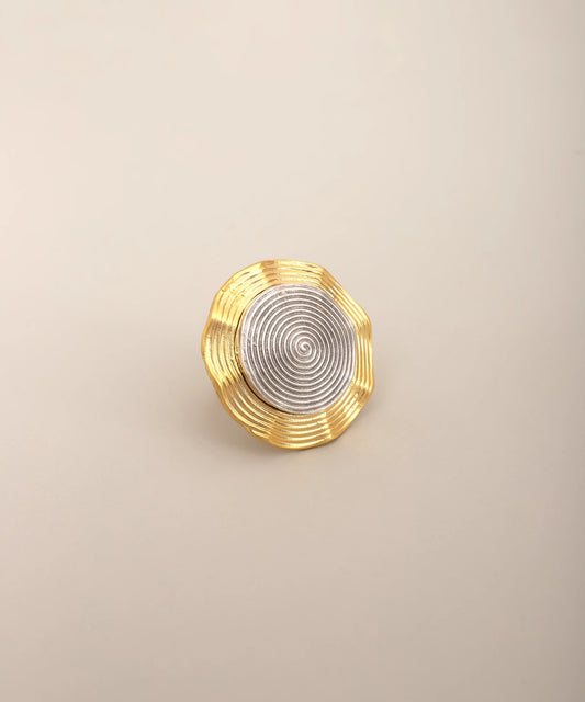 Gold & Silver Spiral Disc Ring