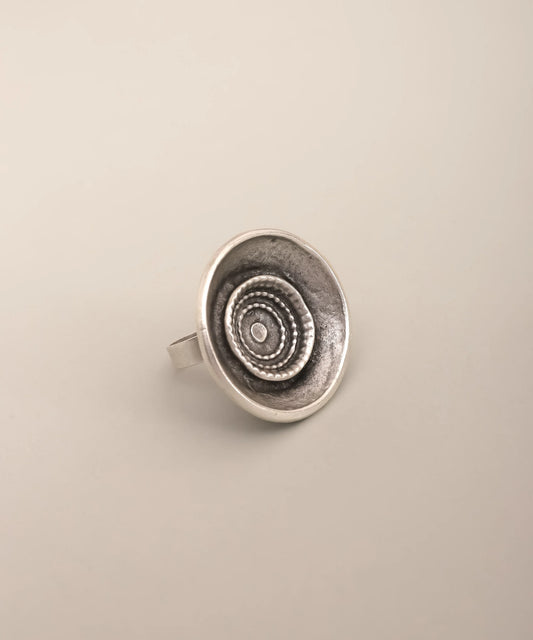 Silver Spiral Textured Statement Ring