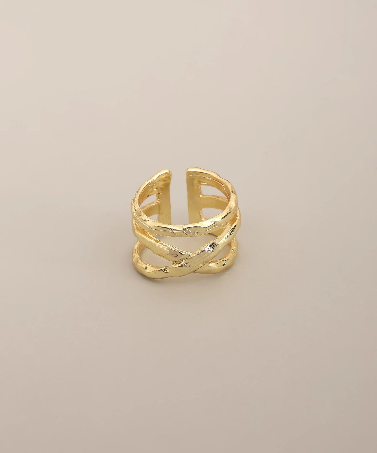 Gold Cross Band Open Ring