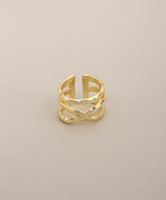 Gold Cross Band Open Ring