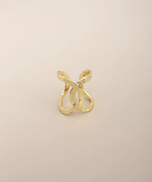 Gold Intertwined Open Structure Ring