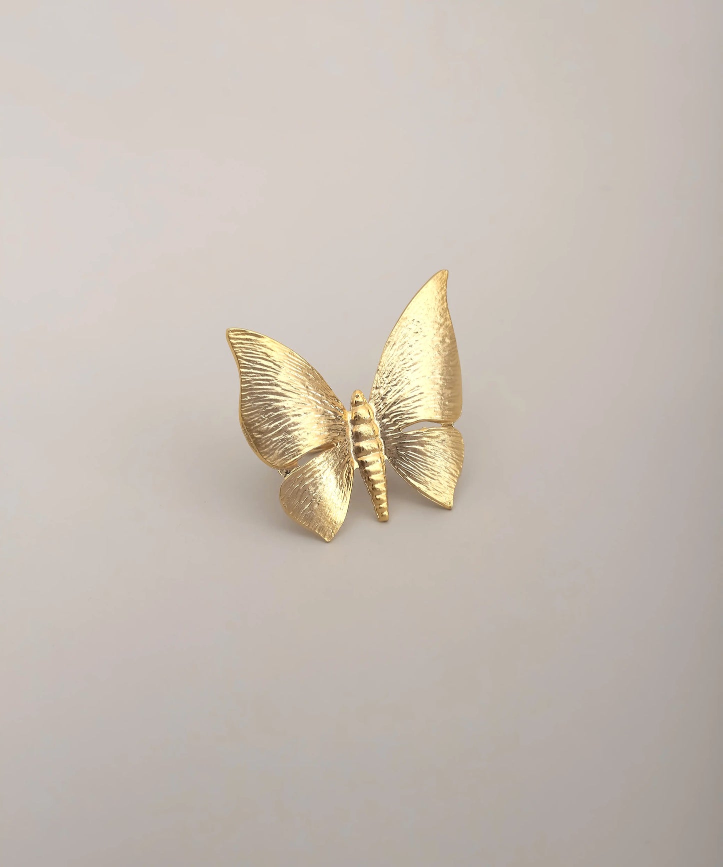 Gold Butterfly Textured Statement Ring