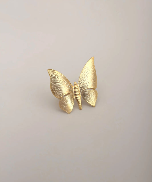 Gold Butterfly Textured Statement Ring