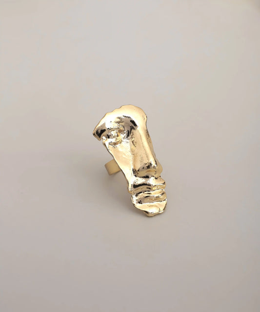 Gold Abstract Face Ring