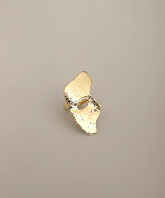 Abstract Mask Face Ring Gold